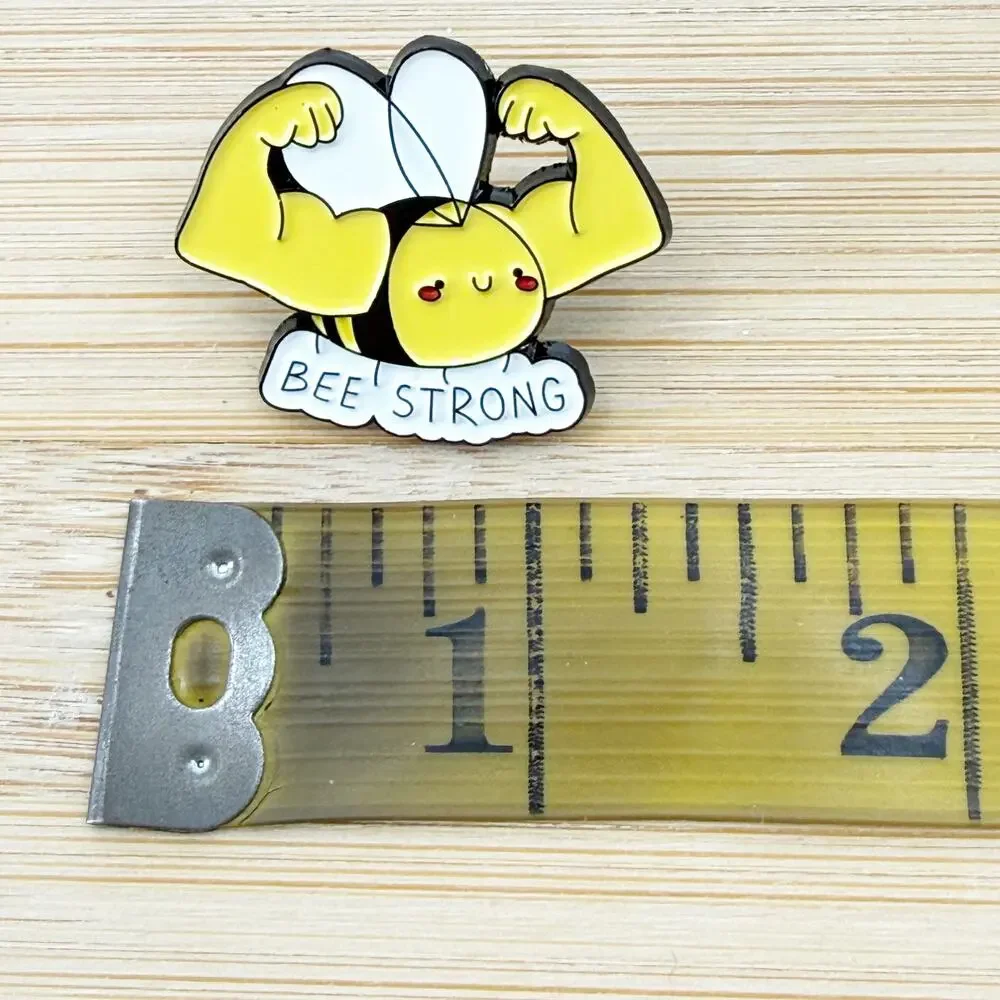 Bee Strong Pun Motivational Soft Enamel Pin, Mental Health